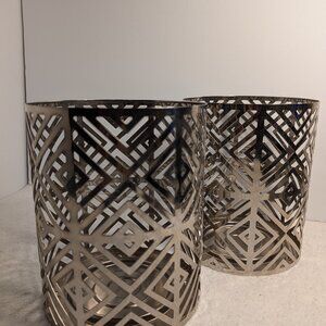 BATH AND BODY (2) EXTRA LARGE SILVER CANDLE HOLDER